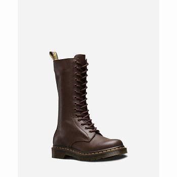 Dr Martens 1b99 Virginia Kožené Knee Vysoke - Hnede Cizmy Damske, DR0262